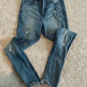 Express Blue Distressed Ankle Jeans Size 4R